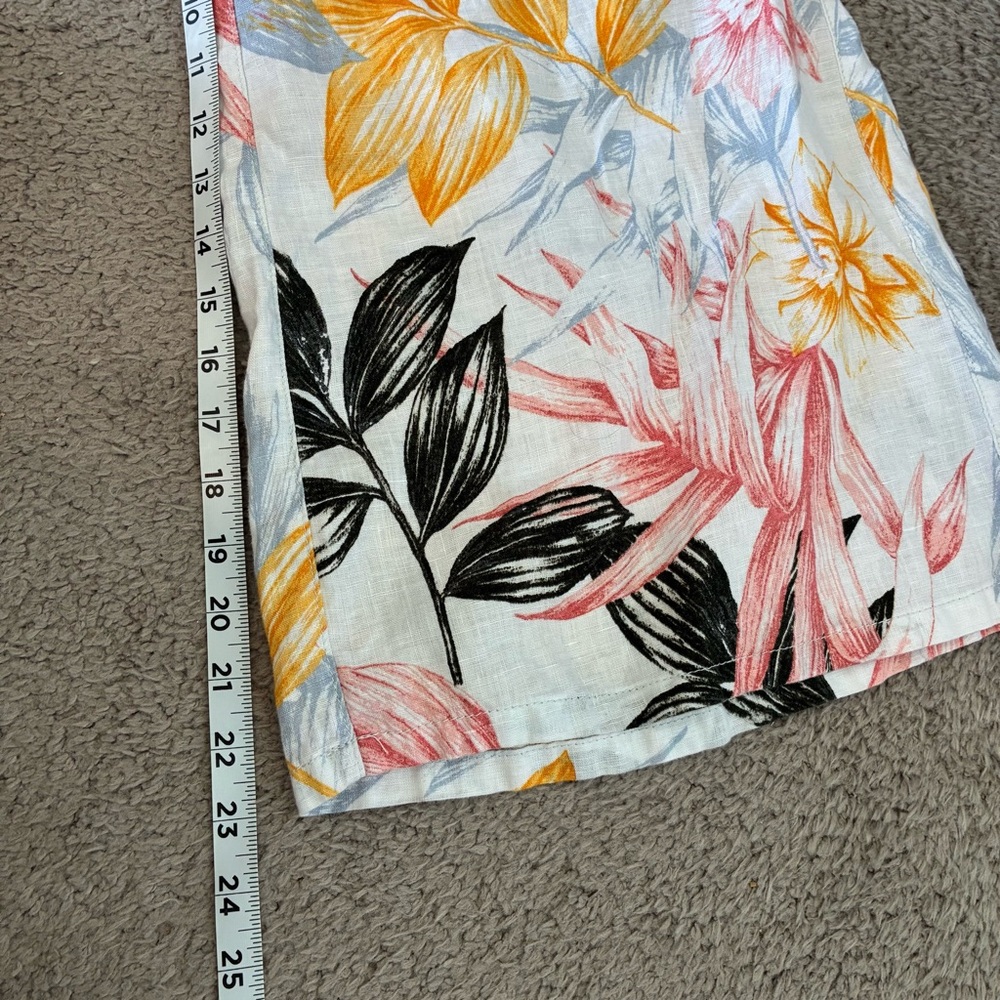 C&C California Wide Leg 100% Linen Pants Floral Design Women’s Size Small - Picture 7 of 10